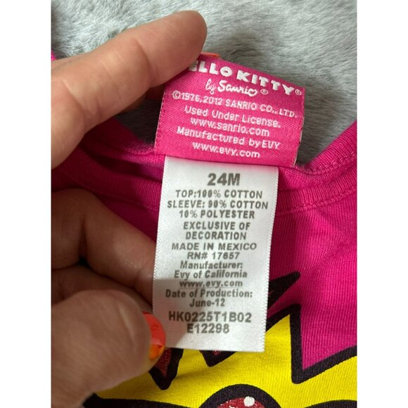 Hello Kitty by Sanrio 24M Toddler Girl LS T-Shirt Heart Floral Bow Hot Pink - Picture 6 of 7